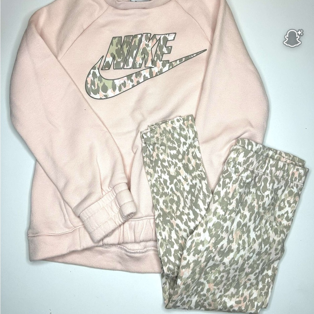 Nike Kids Pink Camo Leggings Set